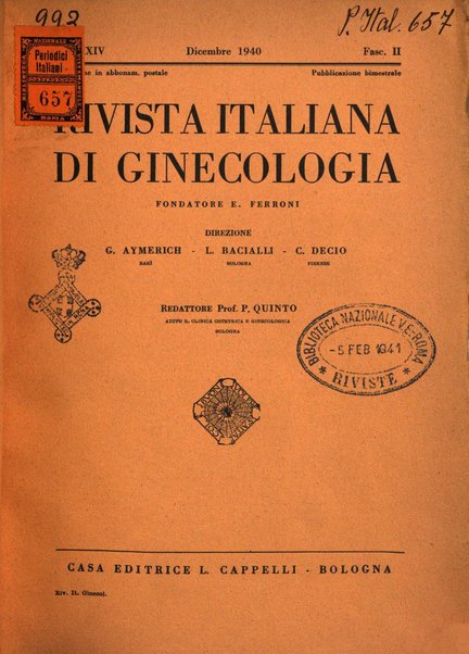 Rivista italiana di ginecologia pubblicazione bimestrale