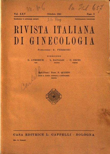 Rivista italiana di ginecologia pubblicazione bimestrale