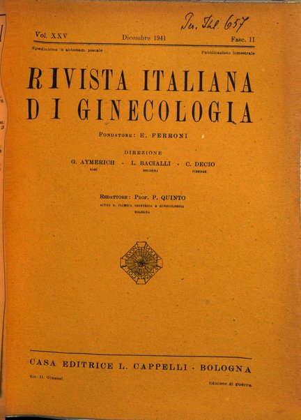 Rivista italiana di ginecologia pubblicazione bimestrale