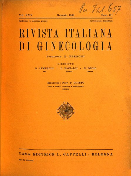 Rivista italiana di ginecologia pubblicazione bimestrale