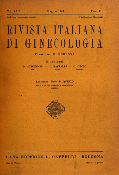 Rivista italiana di ginecologia pubblicazione bimestrale