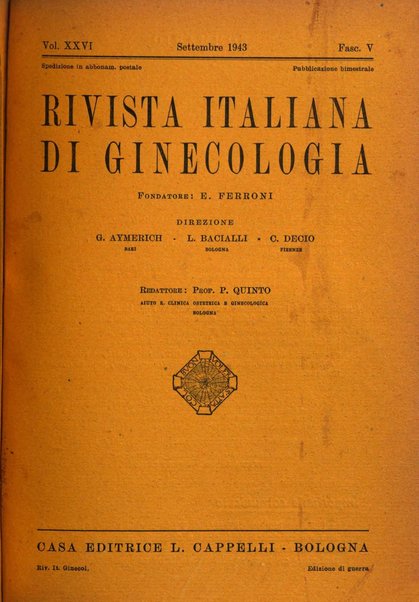 Rivista italiana di ginecologia pubblicazione bimestrale