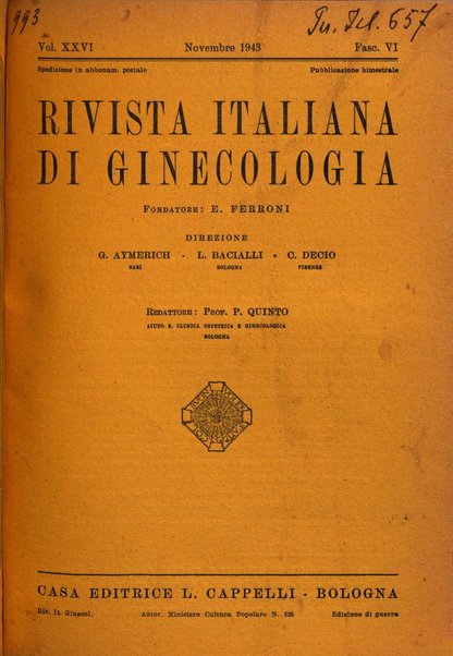 Rivista italiana di ginecologia pubblicazione bimestrale