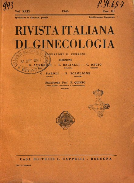 Rivista italiana di ginecologia pubblicazione bimestrale