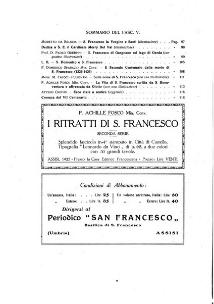 San Francesco d'Assisi periodico mensile illustrato per il 7. centenario della morte del santo, 1226-1926