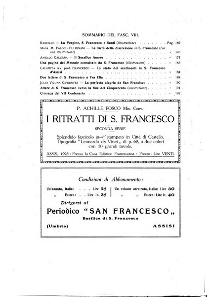 San Francesco d'Assisi periodico mensile illustrato per il 7. centenario della morte del santo, 1226-1926