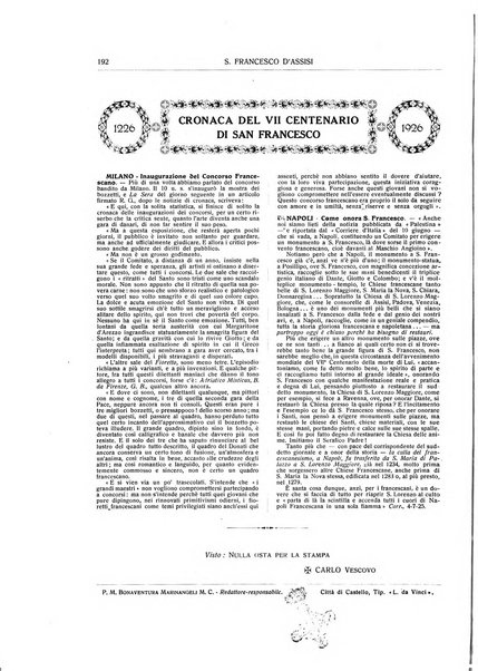 San Francesco d'Assisi periodico mensile illustrato per il 7. centenario della morte del santo, 1226-1926