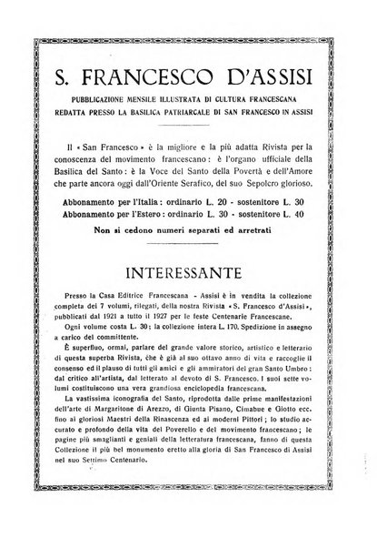 San Francesco d'Assisi periodico mensile illustrato per il 7. centenario della morte del santo, 1226-1926