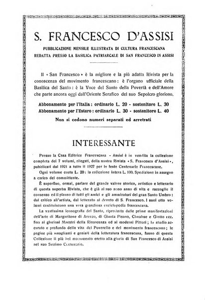 San Francesco d'Assisi periodico mensile illustrato per il 7. centenario della morte del santo, 1226-1926