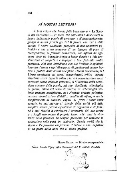 La scuola dei sordomuti rassegna bimestrale pubblicata dal R. Istituto Pendola di Siena