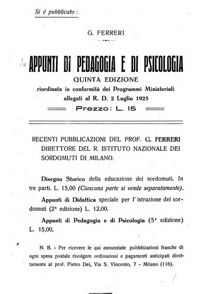 La scuola dei sordomuti rassegna bimestrale pubblicata dal R. Istituto Pendola di Siena