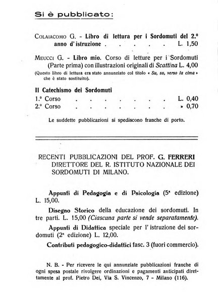 La scuola dei sordomuti rassegna bimestrale pubblicata dal R. Istituto Pendola di Siena