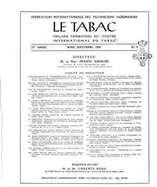 Le tabac bulletin d'information et de documentation du Centre international du tabac