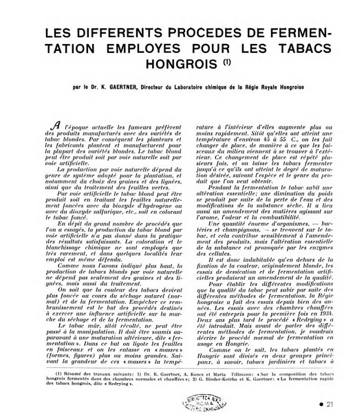 Le tabac bulletin d'information et de documentation du Centre international du tabac