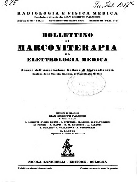 Radiologia e fisica medica. Sezione 3, Bollettino di marconiterapia e elettrologia