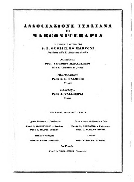 Radiologia e fisica medica. Sezione 3, Bollettino di marconiterapia e elettrologia