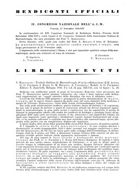 Radiologia e fisica medica. Sezione 3, Bollettino di marconiterapia e elettrologia