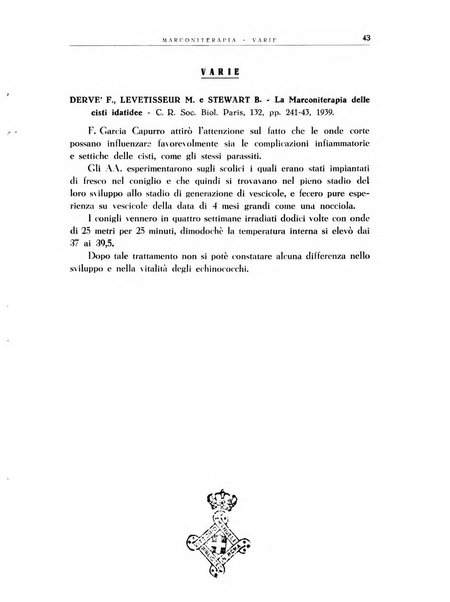 Radiologia e fisica medica. Sezione 3, Bollettino di marconiterapia e elettrologia