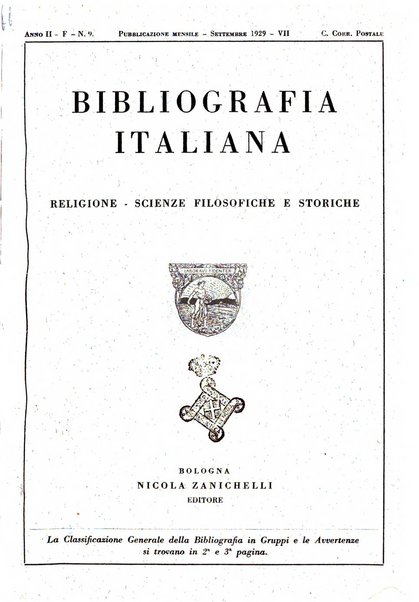 Bibliografia italiana. Gruppo F, Religione, scienze filosofiche e storiche