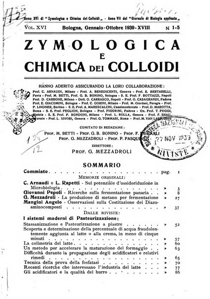 Zymologica e chimica dei colloidi