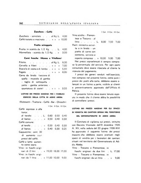 Notiziario dell'Africa italiana