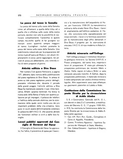 Notiziario dell'Africa italiana