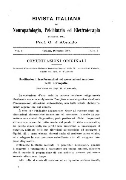 Rivista italiana di neuropatologia, psichiatria ed elettroterapia