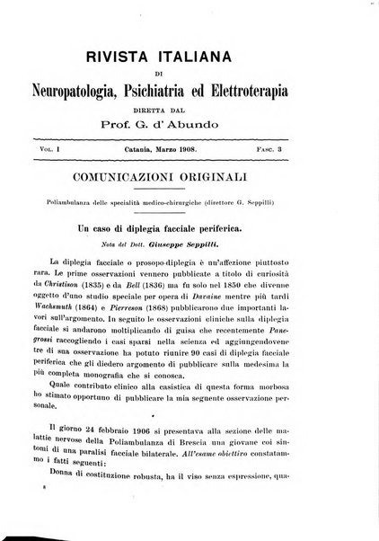 Rivista italiana di neuropatologia, psichiatria ed elettroterapia