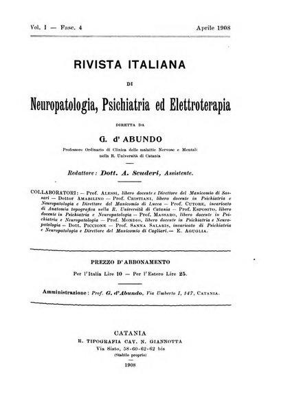 Rivista italiana di neuropatologia, psichiatria ed elettroterapia