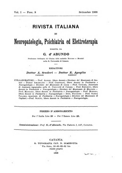 Rivista italiana di neuropatologia, psichiatria ed elettroterapia