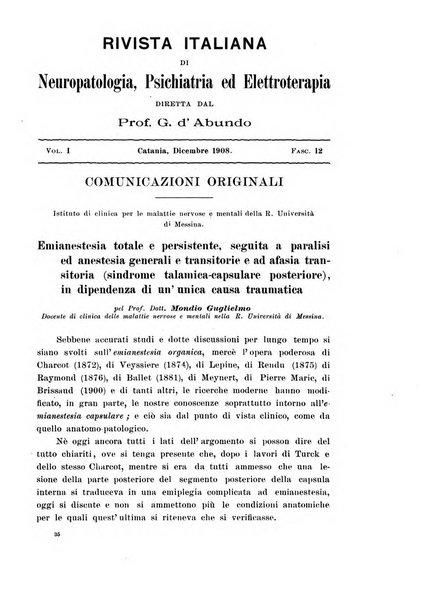 Rivista italiana di neuropatologia, psichiatria ed elettroterapia