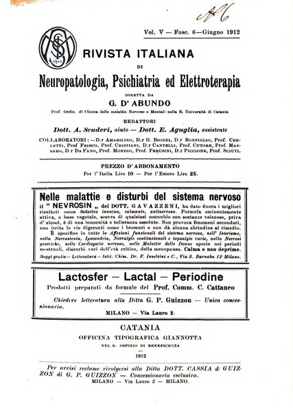 Rivista italiana di neuropatologia, psichiatria ed elettroterapia