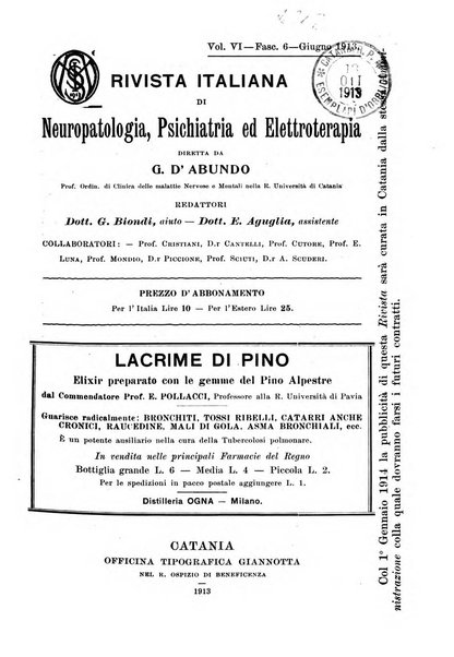 Rivista italiana di neuropatologia, psichiatria ed elettroterapia