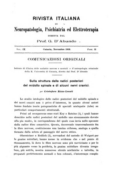 Rivista italiana di neuropatologia, psichiatria ed elettroterapia