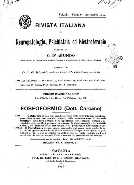 Rivista italiana di neuropatologia, psichiatria ed elettroterapia