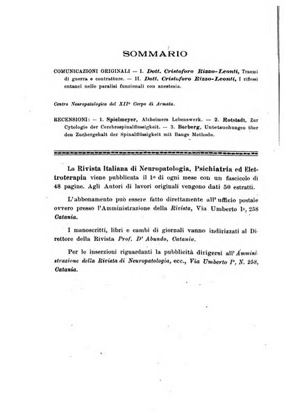 Rivista italiana di neuropatologia, psichiatria ed elettroterapia