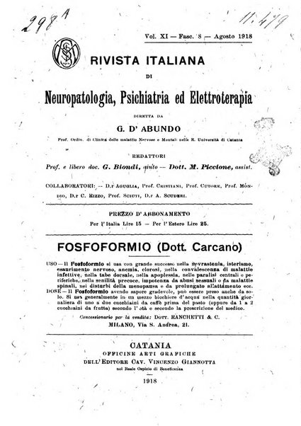 Rivista italiana di neuropatologia, psichiatria ed elettroterapia