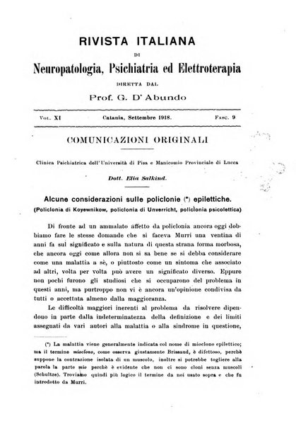 Rivista italiana di neuropatologia, psichiatria ed elettroterapia