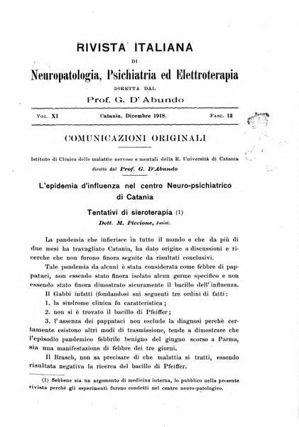 Rivista italiana di neuropatologia, psichiatria ed elettroterapia