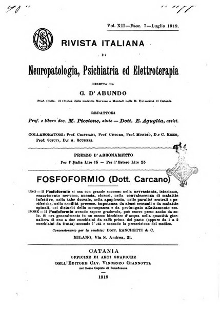 Rivista italiana di neuropatologia, psichiatria ed elettroterapia