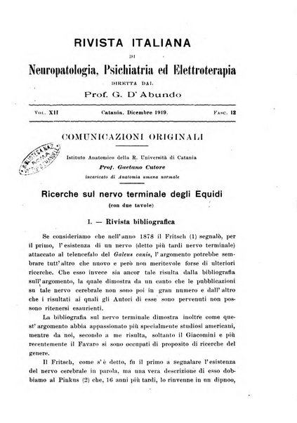 Rivista italiana di neuropatologia, psichiatria ed elettroterapia