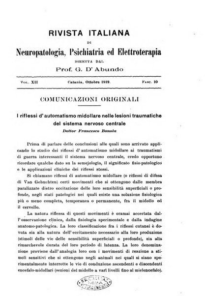 Rivista italiana di neuropatologia, psichiatria ed elettroterapia