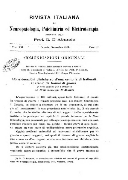 Rivista italiana di neuropatologia, psichiatria ed elettroterapia