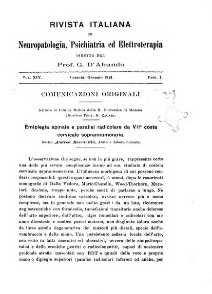 Rivista italiana di neuropatologia, psichiatria ed elettroterapia