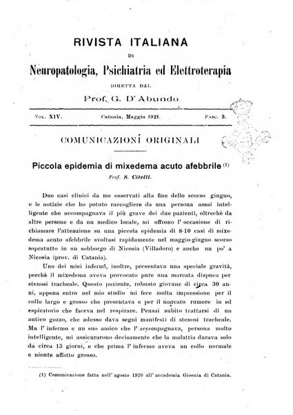 Rivista italiana di neuropatologia, psichiatria ed elettroterapia