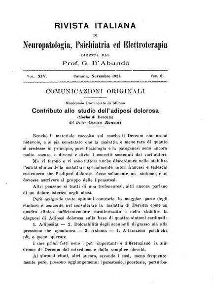 Rivista italiana di neuropatologia, psichiatria ed elettroterapia