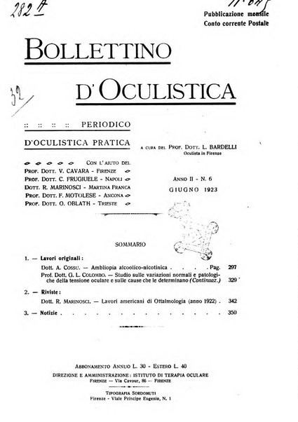 Bollettino d'oculistica periodico d'oculistica pratica