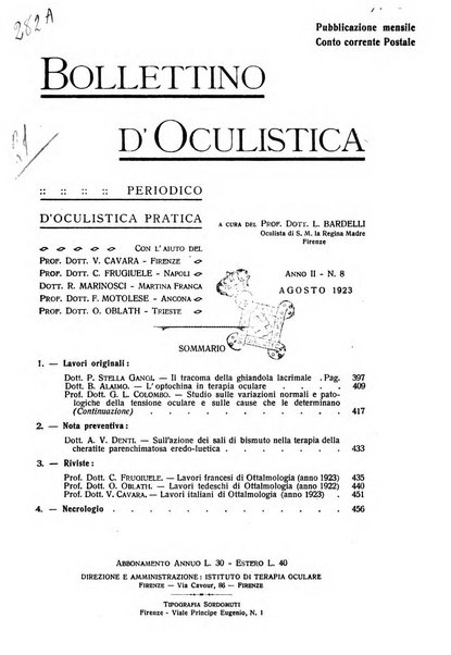 Bollettino d'oculistica periodico d'oculistica pratica