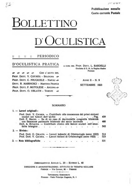 Bollettino d'oculistica periodico d'oculistica pratica