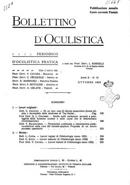 Bollettino d'oculistica periodico d'oculistica pratica